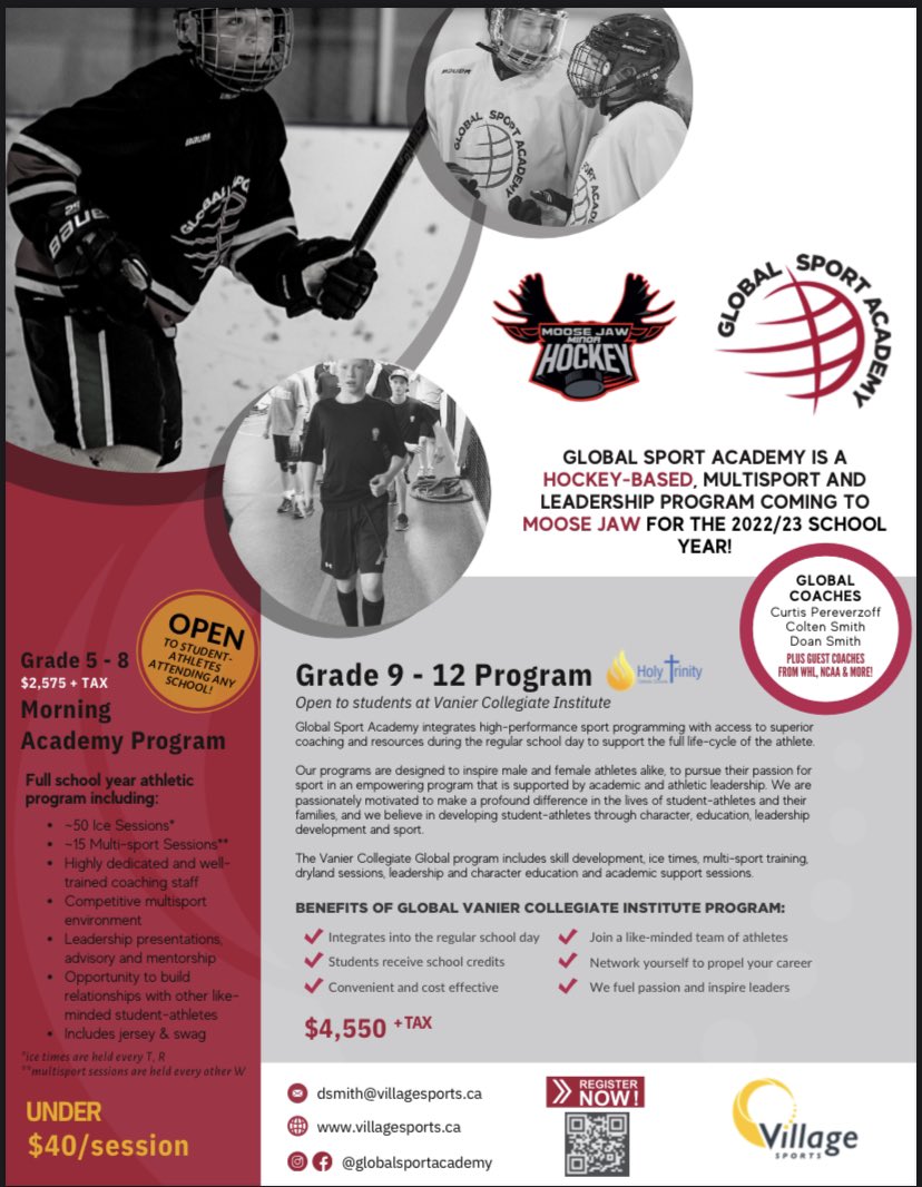 We are excited to announce &amp; partner with Global Sports Academy in offering opportunities for our hockey players this fall. Register with <a href="/global_sportaca/">Global Sport Academy</a> to secure your spot in their Grade 5-8 Morning Academy Program &amp; Grade 9-12 Sports Academy <a href="/Vanier_HTCSD/">Vanier</a>