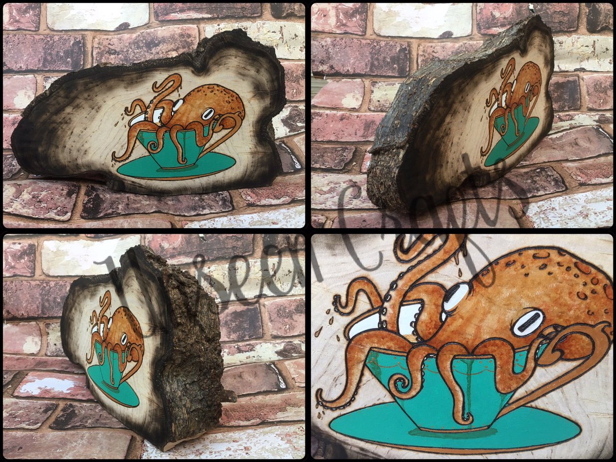 tygeroo's tweet photo. Some of my octopodes π All hand burned onto the wood. These pieces already have homes. #octopodes #octopus #woodworking #wood #pyrography #ocean #nature #tea #sherlock #pyro #burn #art #crsft #handmade https://t.co/57kI8oiB0Y