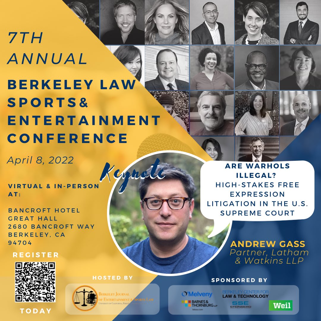 BJESL's tweet photo. We are one week out from the 7th Annual Berkeley Law Sports &amp; Entertainment Conference! 

Check out the great panels we have lined up for y’all and make sure to register for FREE with the QR code or here https://t.co/Y7Aw1fD9TK https://t.co/HU1kEHlFsV