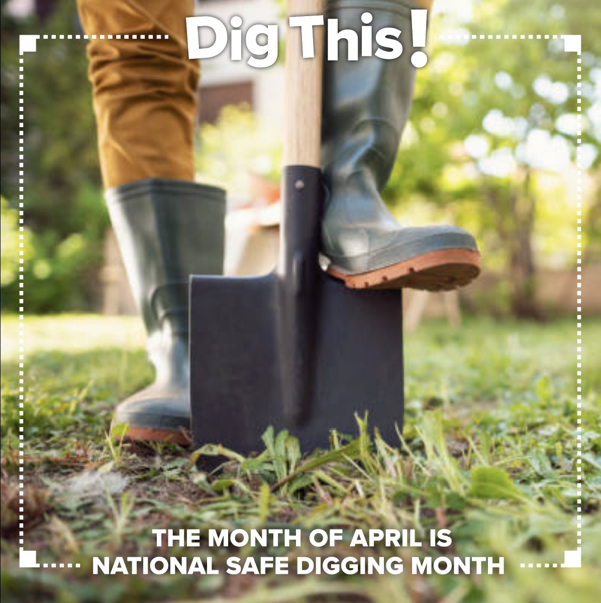 Oregon811's tweet photo. DIG THIS Today is the first day of #NationalSafeDiggingMonth! This serves as a reminder to all people to #clickorcall811 before digging to have their utility lines marked. We're going to be posting more #DIGTHIS facts about safe digging all month long so stay safe and stay tuned! https://t.co/Xjmr1hcpoW