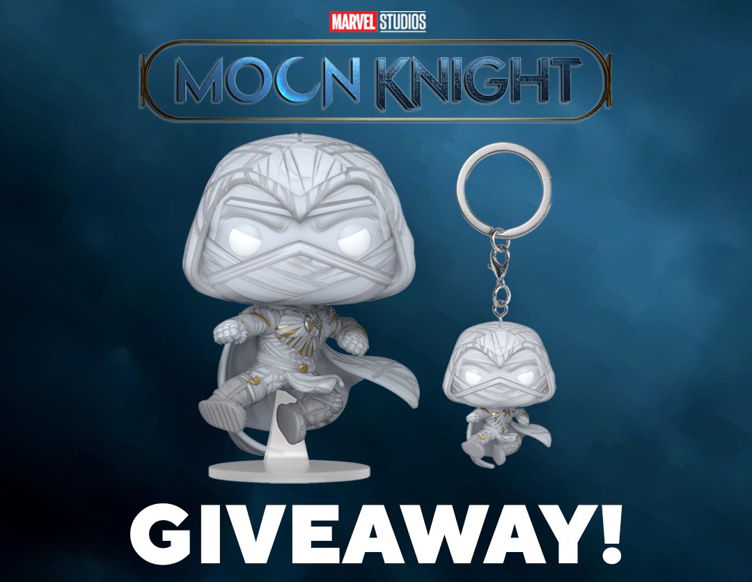 Zinga_UK's tweet photo. 🌙 GIVEAWAY! Let’s celebrate the premier of #MoonKnight with a giveaway to win both Moon Knight Funko POP! &amp; Keychain! from the series.

TO WIN BIG:
1. Retweet this post
2. Follow us (we’ll be checking)

#funkogiveaway #marvelgiveaway #funko #funkopop #popvinyl #marvel #mcu https://t.co/e4Qv286WYz