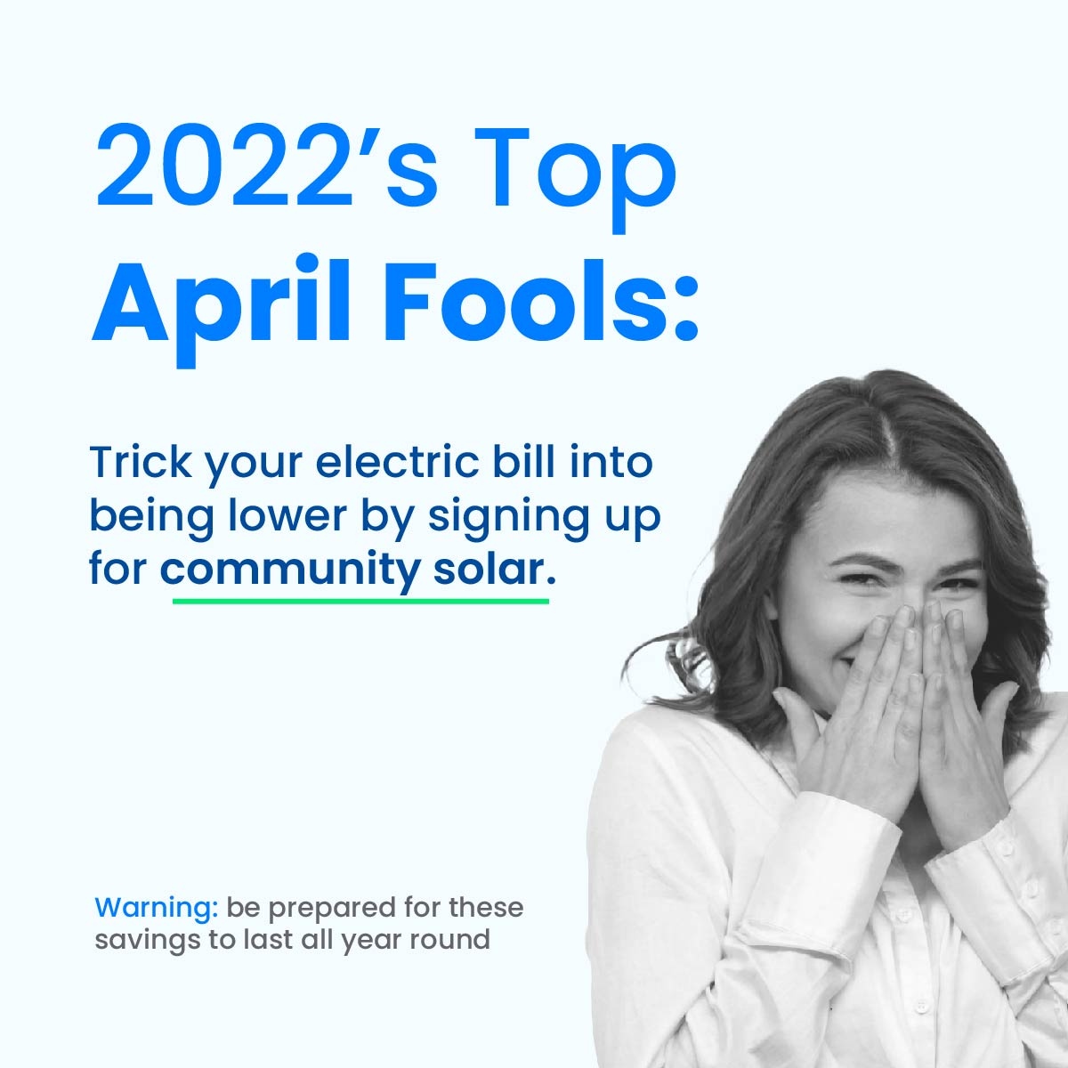 mycommonenergy's tweet photo. Community solar lowers your electric bill and carbon footprint! It’s a win-win for both you AND the planet 🌎 Check out our website to learn how to sign up!
#communitysolar #aprilfools https://t.co/qHVukBATYz