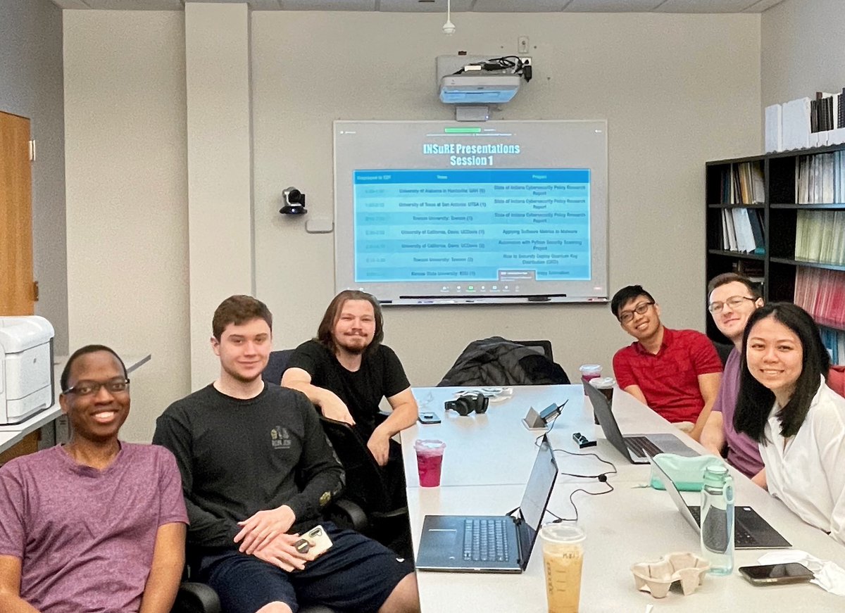 TU_CIS's tweet image. Dr. Lin Deng&apos;s COSC 490 students presented their research findings to the INSuRE research network. The project focused on collecting and analyzing cybersecurity legislation that had been introduced from all 50 state legislatures and Congress, and created a comprehensive report.