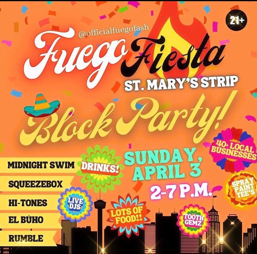 Hottest Fiesta Block party is this Sunday!! Brought to you by <a href="/FuegoFash/">FUEGO FASH</a>  5 locations! With over 40+ local businesses 
2-7pm!