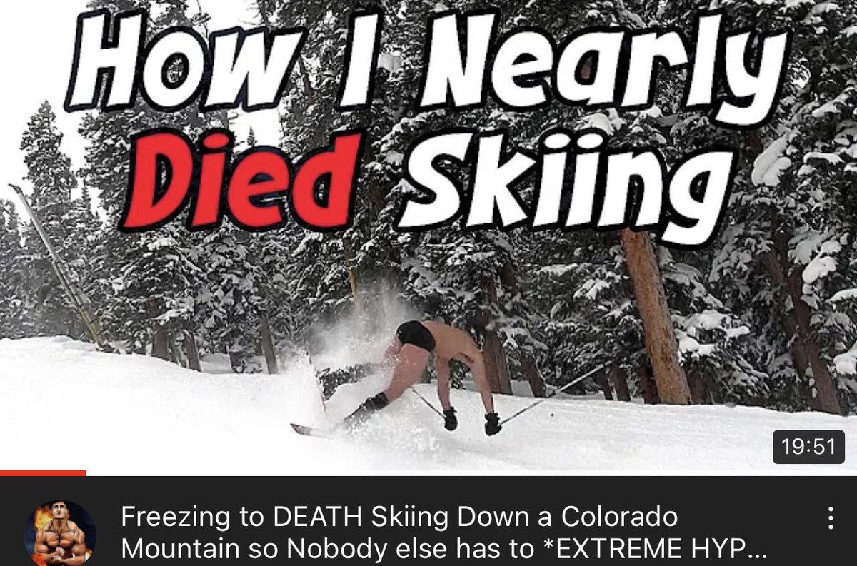 NEW VIDEO! Watch me nearly die from hypothermia skiing down a Colorado mountain!
- youtu.be/xl7RQdVUg3E