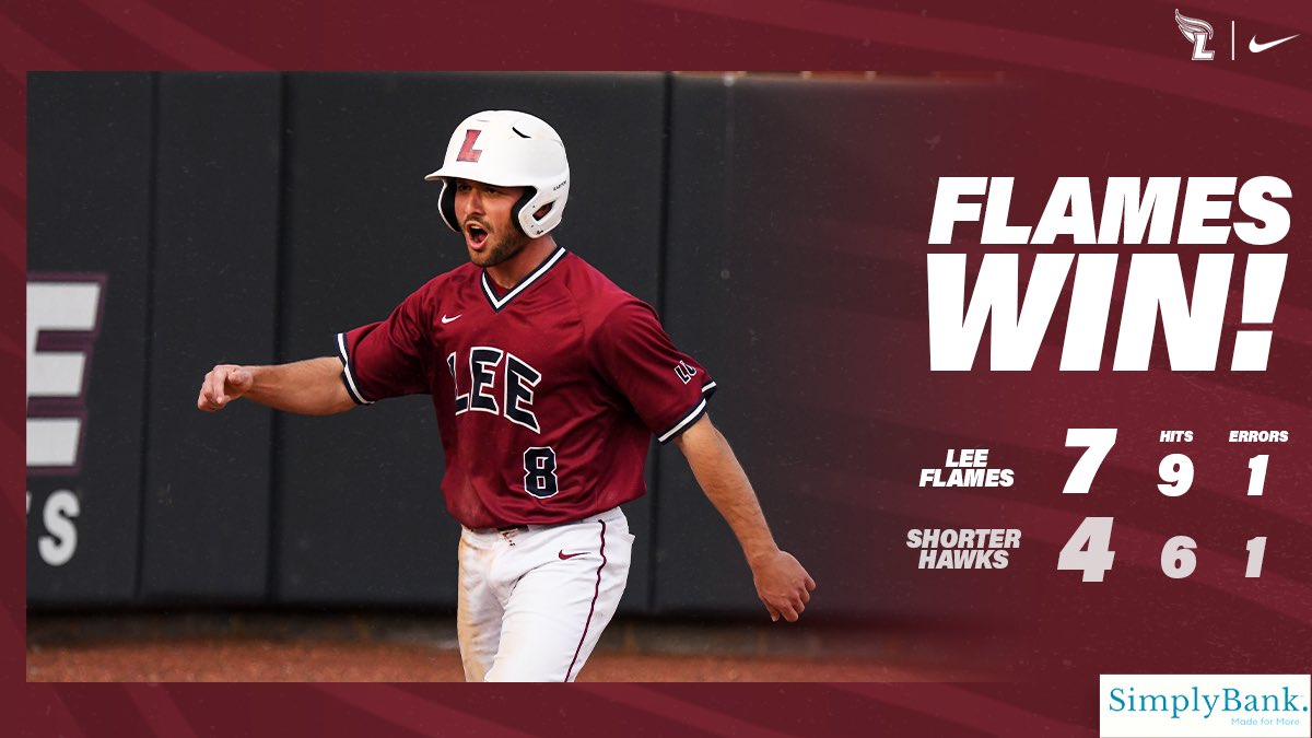 LeeUBaseball's tweet photo. It was fun to #BeatShorter today.
Our 5-run 8th inning rally completed the comeback:
@dylan_standifer RBI single
@bdaniels3115 RBI double
@batts_joseph 3-run-HR
Let’s do it again tomorrow 🤷♂️ #FiredUp https://t.co/vlnqImX9HV