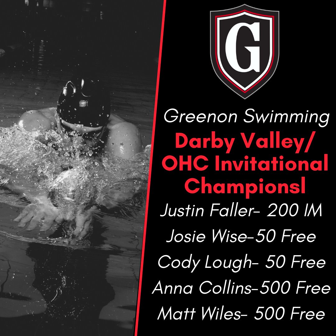 🏊‍♂️ Justin Faller - Darby Valley/OHC Invitational Champion, 200 IM.
🏊‍♂️ Cody Lough - Darby Valley/OHC Invitational Champion, 50 Free.
🏊‍♂️ Matt Wiles - Darby Valley/OHC Invitational Champion, 500 Free.
3/3