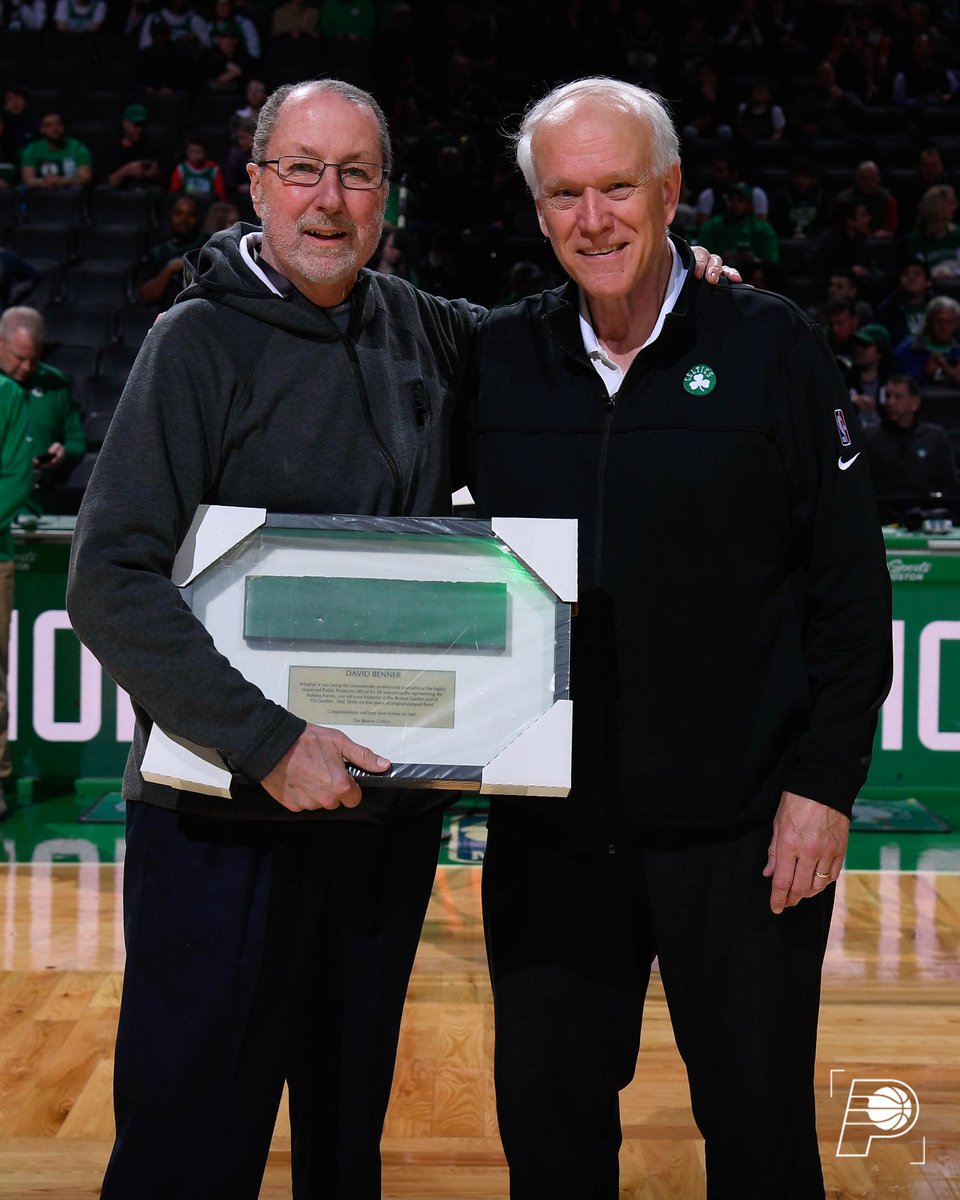 Indiana Pacers (@pacers) on Twitter photo much love to the <a href="/celtics/">Boston Celtics</a> for honoring David Benner before tonight’s game with a piece of the parquet floor.💚 much love to the <a href="/celtics/">Boston Celtics</a> for honoring David Benner before tonight’s game with a piece of the parquet floor.💚