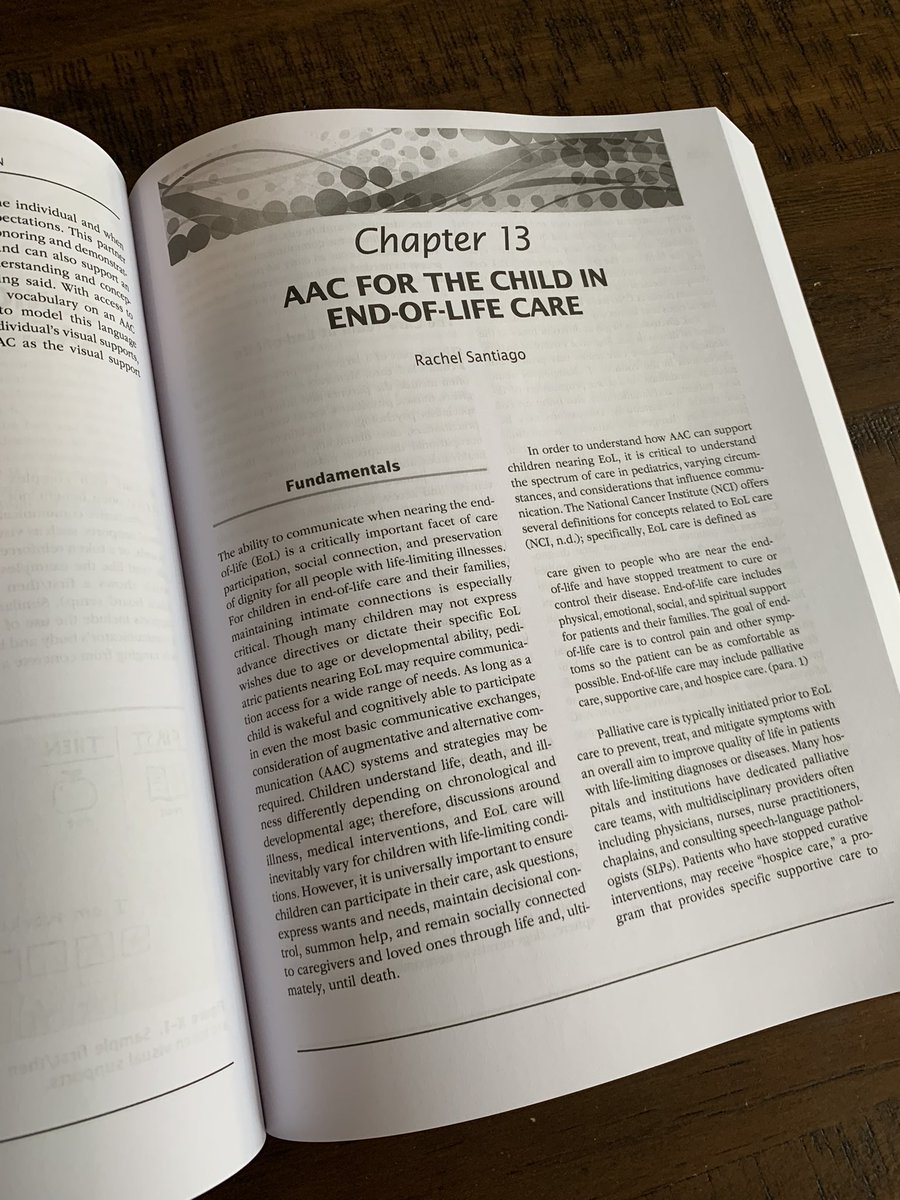 RSantiago_SLP's tweet photo. It’s here! I’m honored to have been invited to write about such an important, and often under-discussed, topic for this stellar textbook ❤️ #AAC #EOLcare #SLP https://t.co/NeYAZ9tGXL