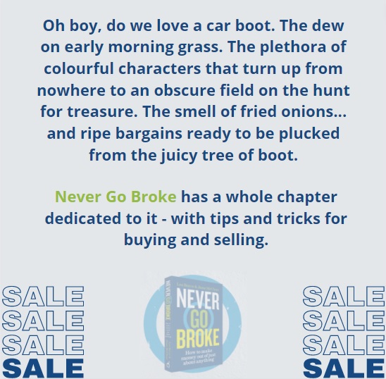 NeverGoBrokeUK's tweet photo. When Jesse does car boot sales, he turns into the Jessenator - whether he is buying or selling (pictured here recently at an LA meet)

The book is crammed fully of booty tips. You braving the cold and heading to one this weekend? https://t.co/LAvxyy1dHt