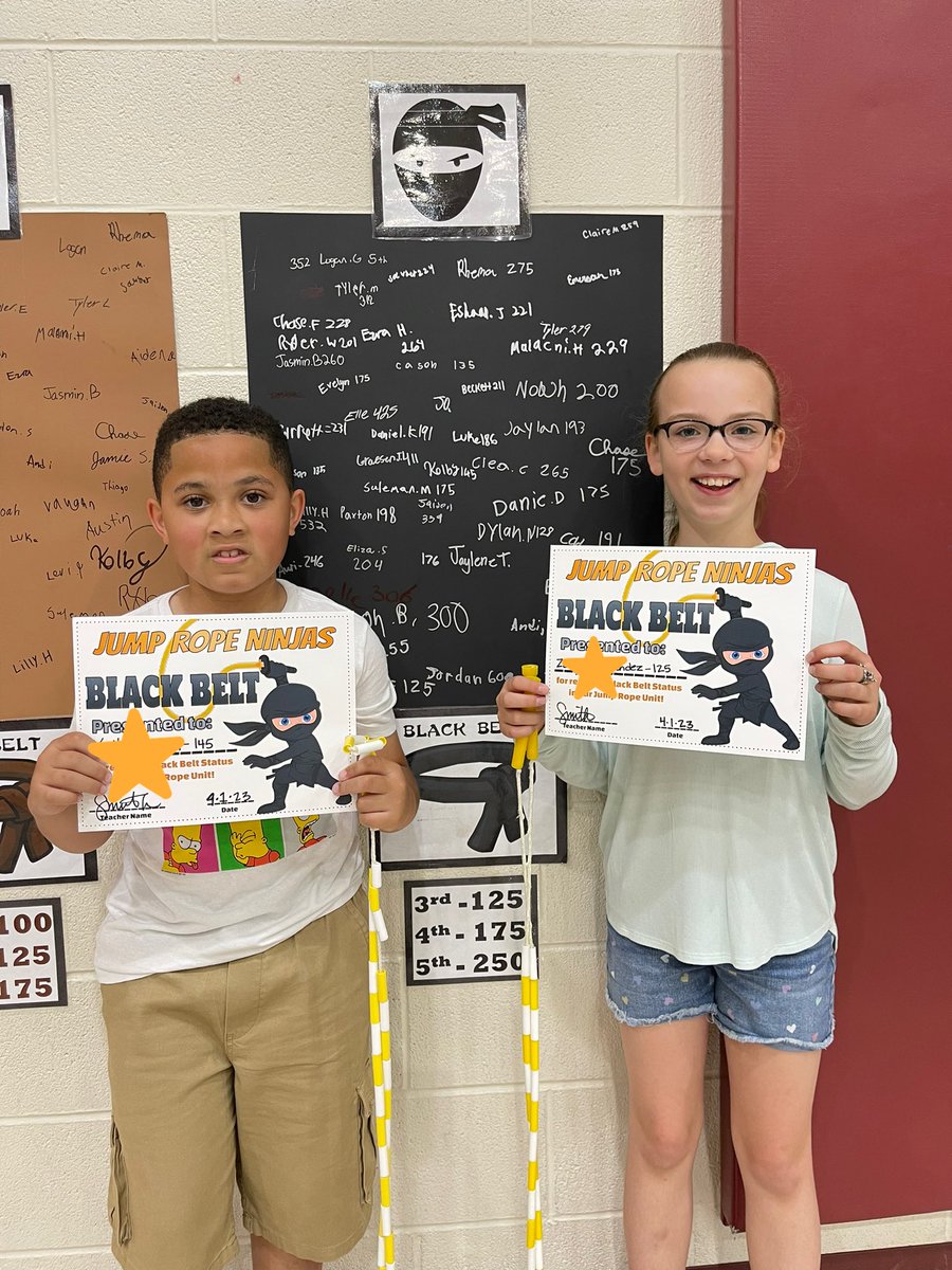 kellidsmith's tweet photo. This is why we leave our Ninja posters up! 🥷On Friday Fun Day, we offer a variety of activities to choose from-3rd graders were LOVING the opportunity to earn more belts!These two earned their black belt today! Proud of your grit &amp; determination!
@BakerElem https://t.co/tX8iiwaMGq