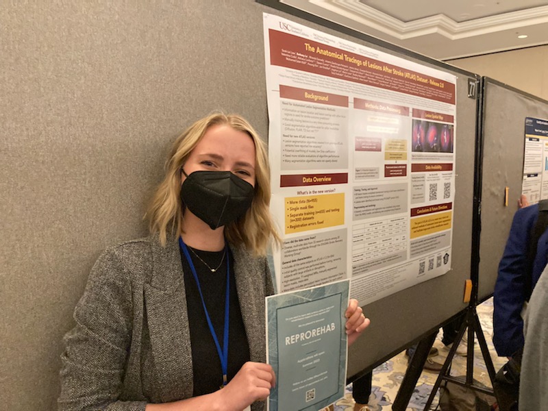 NPNLatUSC's tweet photo. If you're at the @ASNRehab annual meeting, feel free to say hiya to NPNL's very own Bethany Lo! It's her first conference - she has a poster on our ATLAS v2.0 public dataset of 955 stroke high-res MRIs & nifty flyers about #ReproRehab! 😊 #ASNR2022 #backinperson https://t.co/R2PJvZXlFy