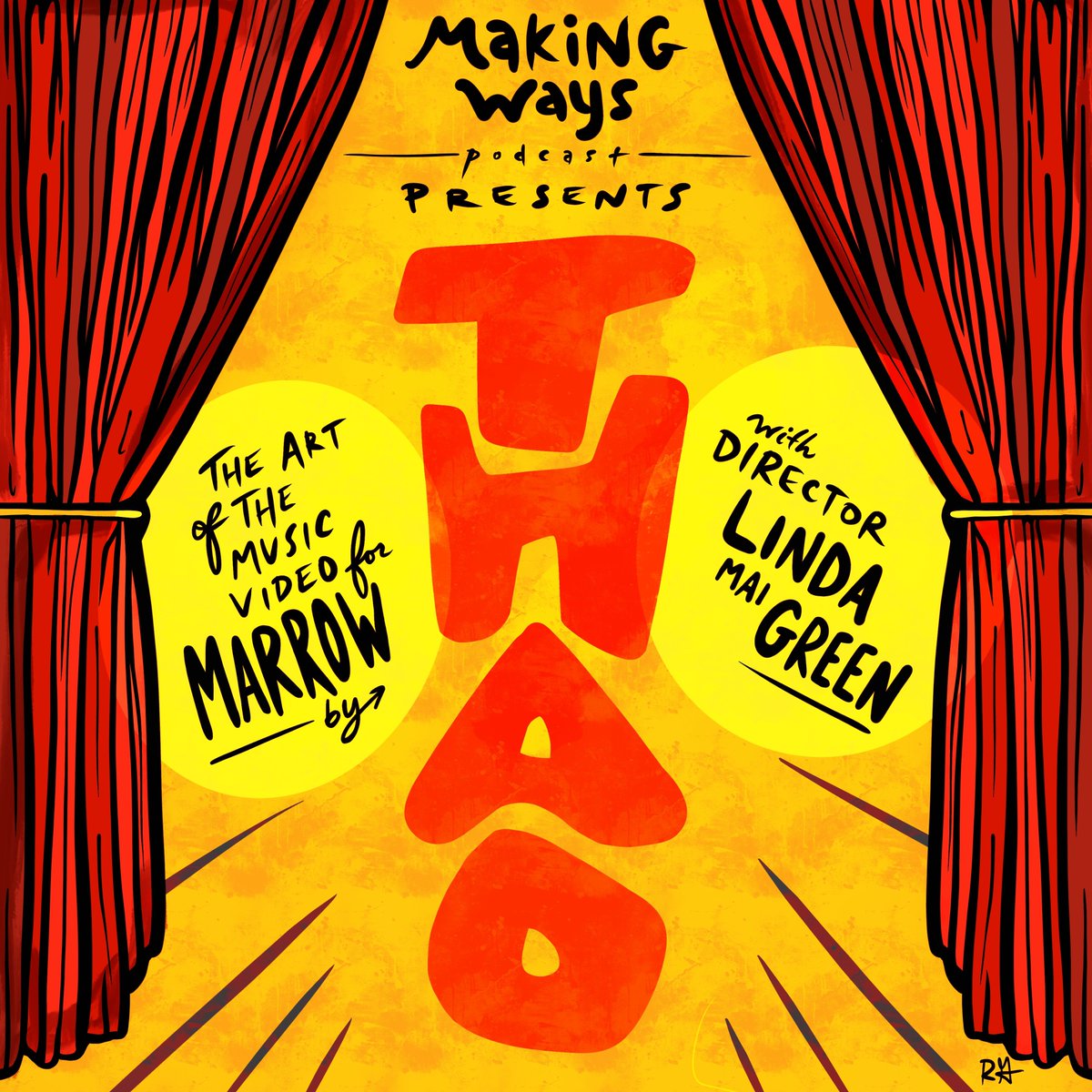 So thrilled to release a new episode of <a href="/making_ways/">Making Ways: The Art of Music</a> with the incomparable <a href="/thaogetstaydown/">Thao</a> + Linda Mai Green about the music video for "Marrow," creative collaboration, and moving past the walls we create. Here's my original episode art, listen now: linktr.ee/makingways