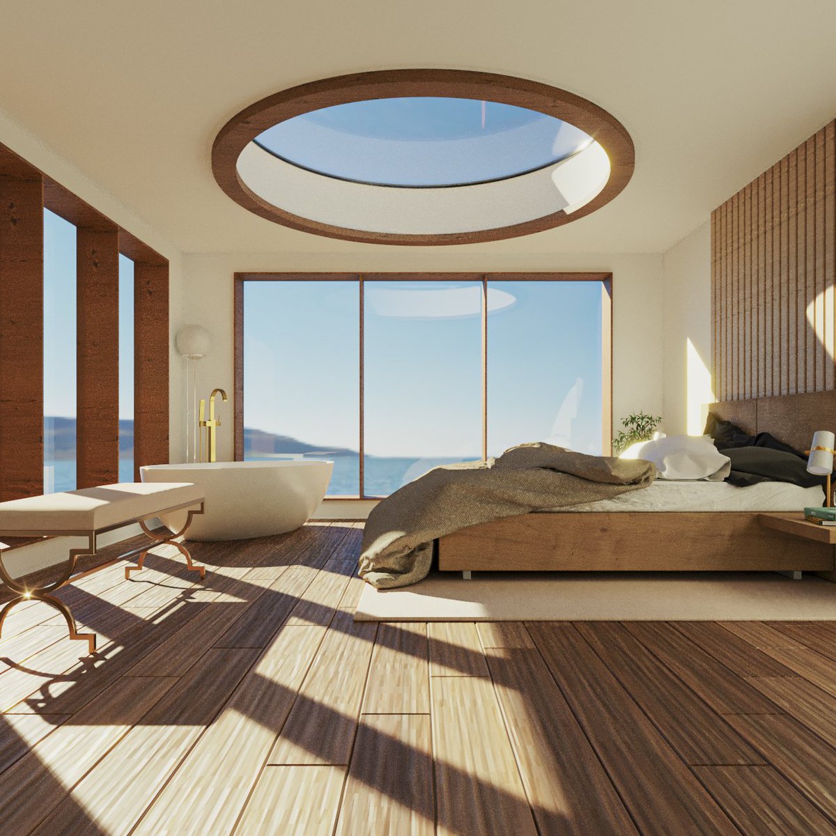 Dignowa's tweet image. Seguindo a vez, novos estudos de visualização arquitetônica. Versões que fiz de uma suíte. Dois moods, duas sensações. Rolou até umas imagens utilizando o efeito Fisheye, que curti bastante fazer. 🙃

#cgi #renderforall #renderparatodos #archviz #archrender #rendering #3d #3dsmax