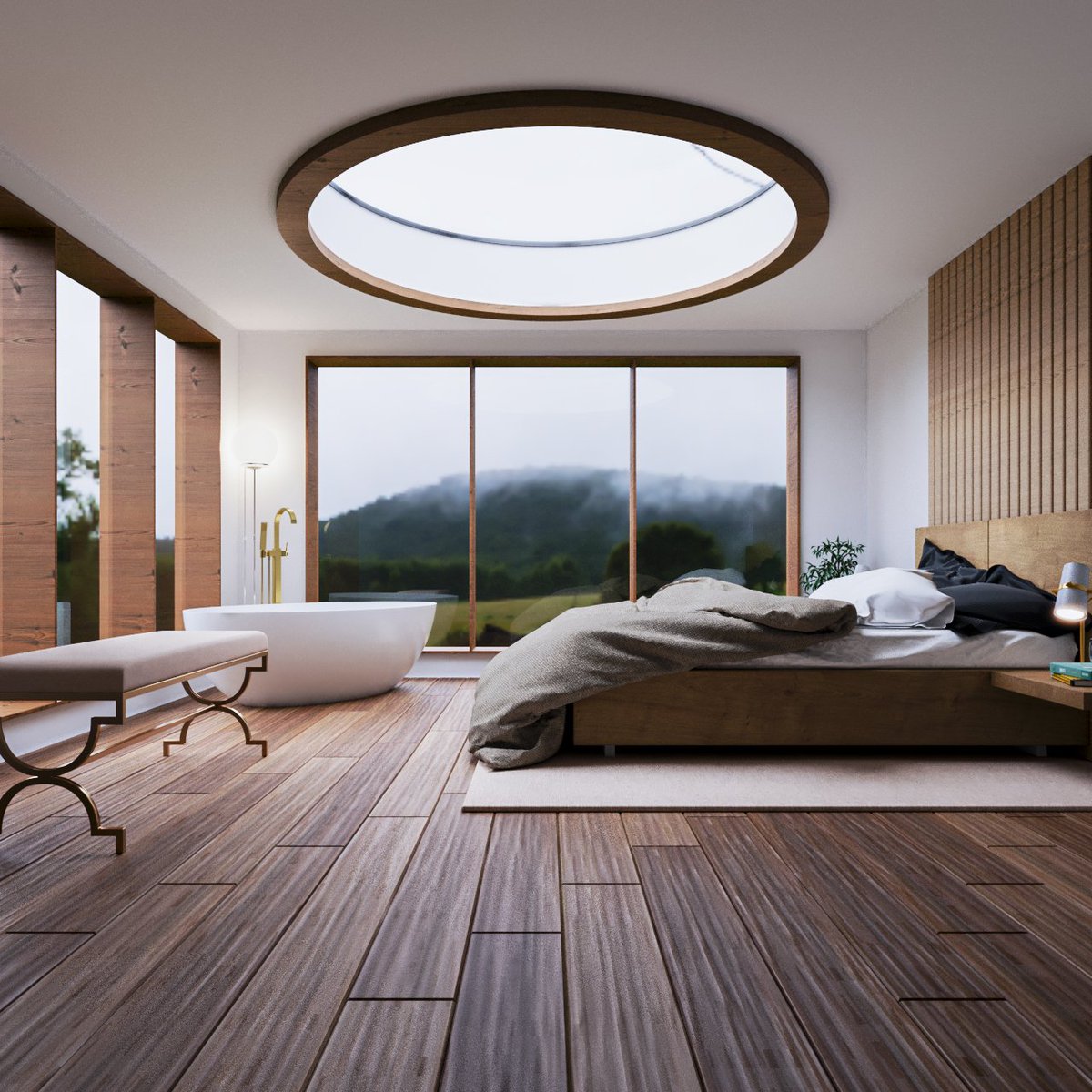 Dignowa's tweet image. Seguindo a vez, novos estudos de visualização arquitetônica. Versões que fiz de uma suíte. Dois moods, duas sensações. Rolou até umas imagens utilizando o efeito Fisheye, que curti bastante fazer. 🙃

#cgi #renderforall #renderparatodos #archviz #archrender #rendering #3d #3dsmax