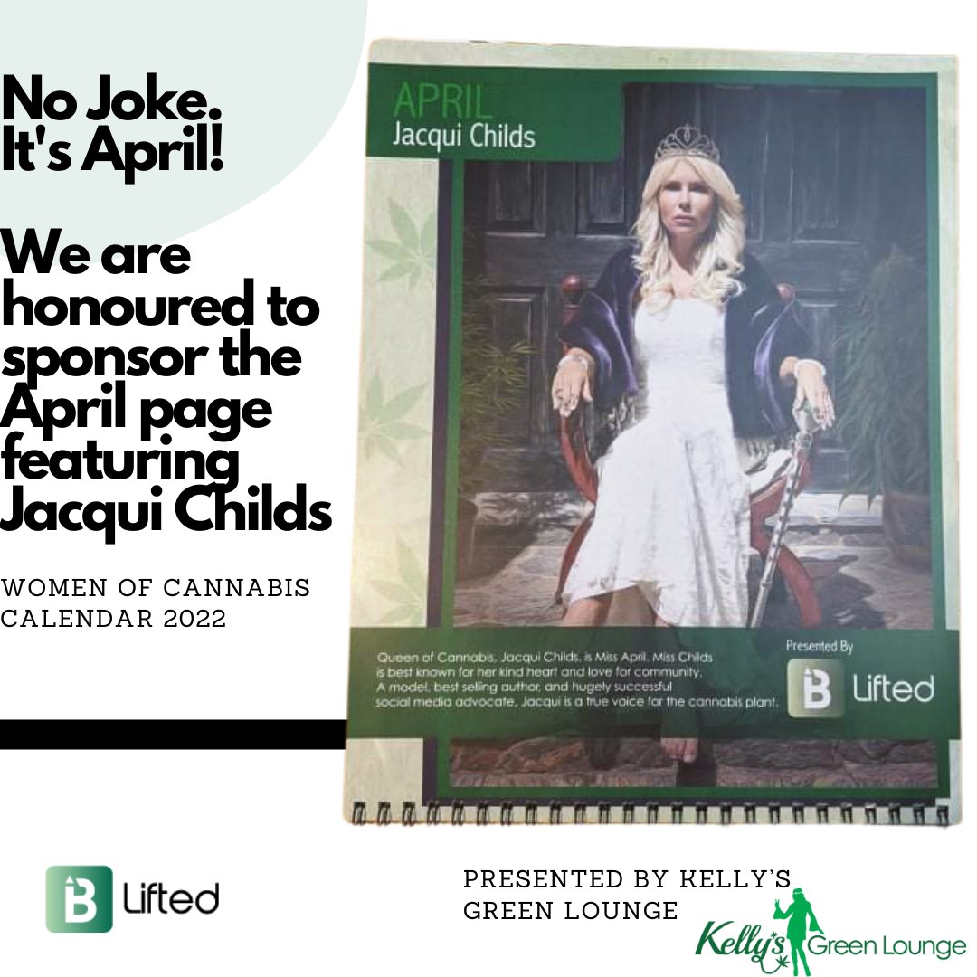 BLiftedca's tweet photo. It’s April! Have you flipped your calendar to @JacquiChilds page yet?! 

Here’s your reminder. 

@kelly_lounge 💚

#CannabisCommunity #April1st https://t.co/TWUtQ7D80K