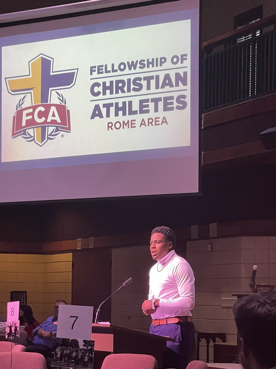 Congrats to Kemah for being award the Rick Walker award <a href="/fcaromearea/">FCA Rome Area</a> banquet! He shared his testimony how God helped him defeat cancer and it was a blessing to everyone there! 💙 our <a href="/ArmucheeHigh/">Armuchee High School</a> Tribe!