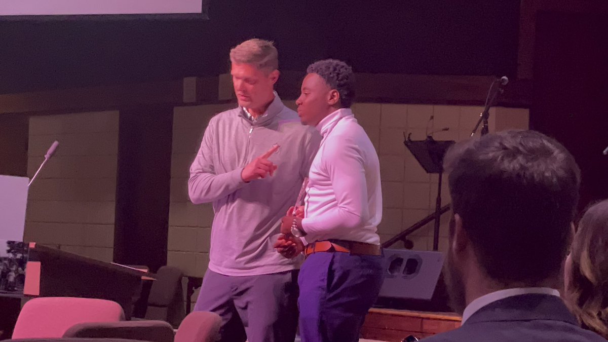 FcaTribe's tweet photo. Congrats to Kemah for being award the Rick Walker award @fcaromearea banquet! He shared his testimony how God helped him defeat cancer and it was a blessing to everyone there! 💙 our @ArmucheeHigh Tribe! https://t.co/tM7mChcRGJ