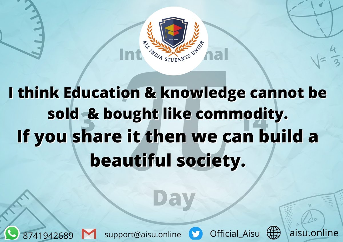 Official_AISU's tweet photo. I think Education &amp; knowledge cannot be sold  &amp; bought like commodity.
If you share it then we can build a beautiful society.
#JEEMainsAfterBoards #JEEAfterBoards @vishwanathafmc @ThePradeepRawat @ImNavneetSingh1 @ActivistSukhpal https://t.co/VFzbiWG2K4