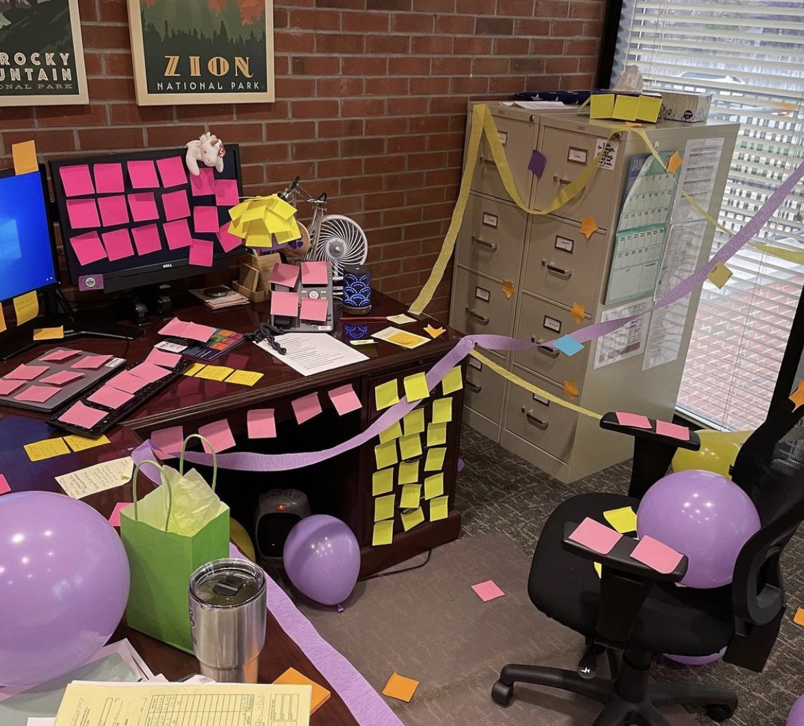 Amanda_Nokes's tweet photo. Our 🐯 are the #BHSBEST and know how to show their admin some April Fools fun. 🐅 love💛💜💛💜 https://t.co/MHpB0dFKHN