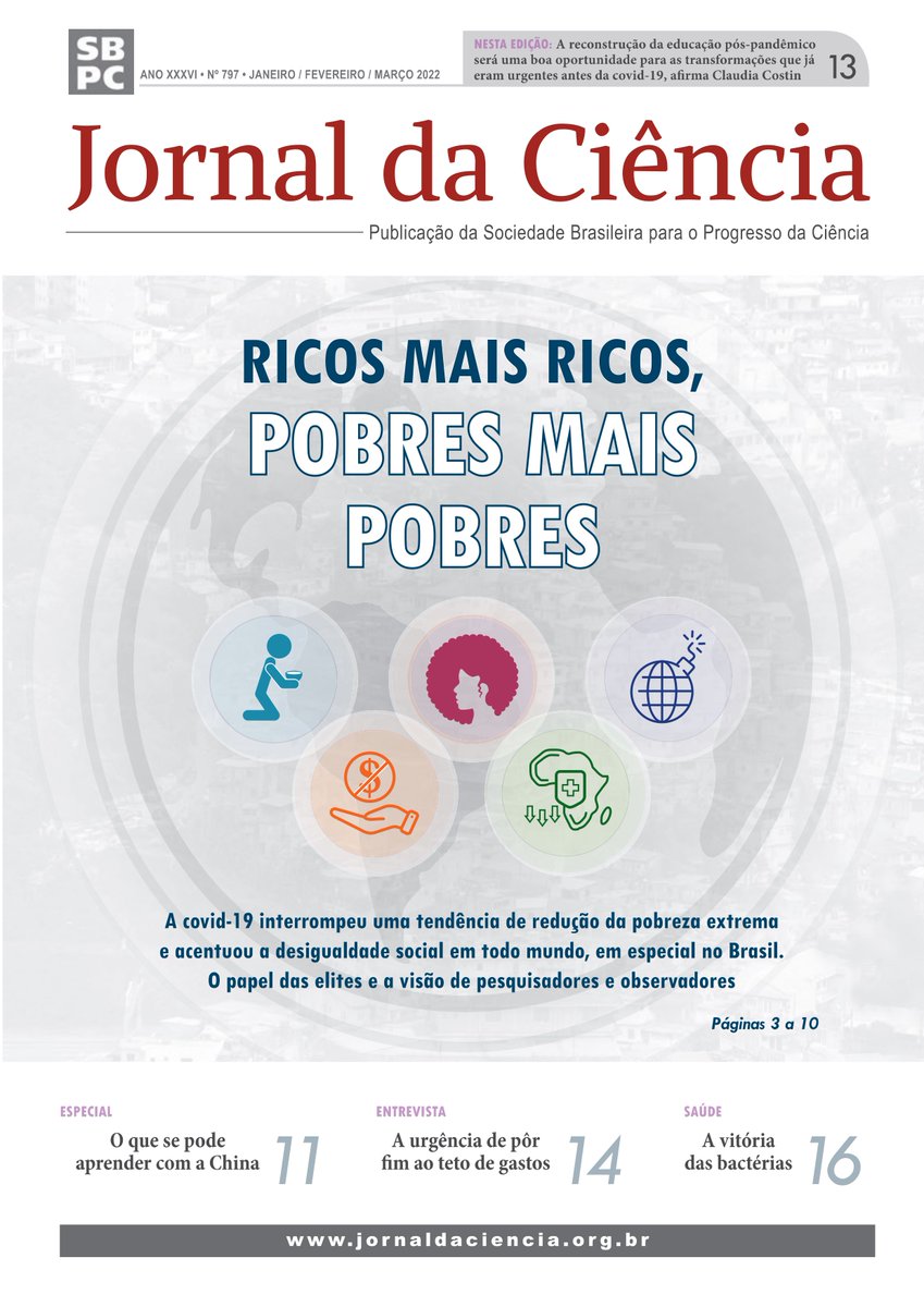 Combate à desigualdade: lições da China. A nova edição do #JornaldaCiência Especial, cujo tema de capa é a desigualdade, traz uma matéria sobre o programa chinês que conseguiu tirar 850 milhões de pessoas da miséria e pobreza extrema: jornaldaciencia.org.br/combate-a-desi…