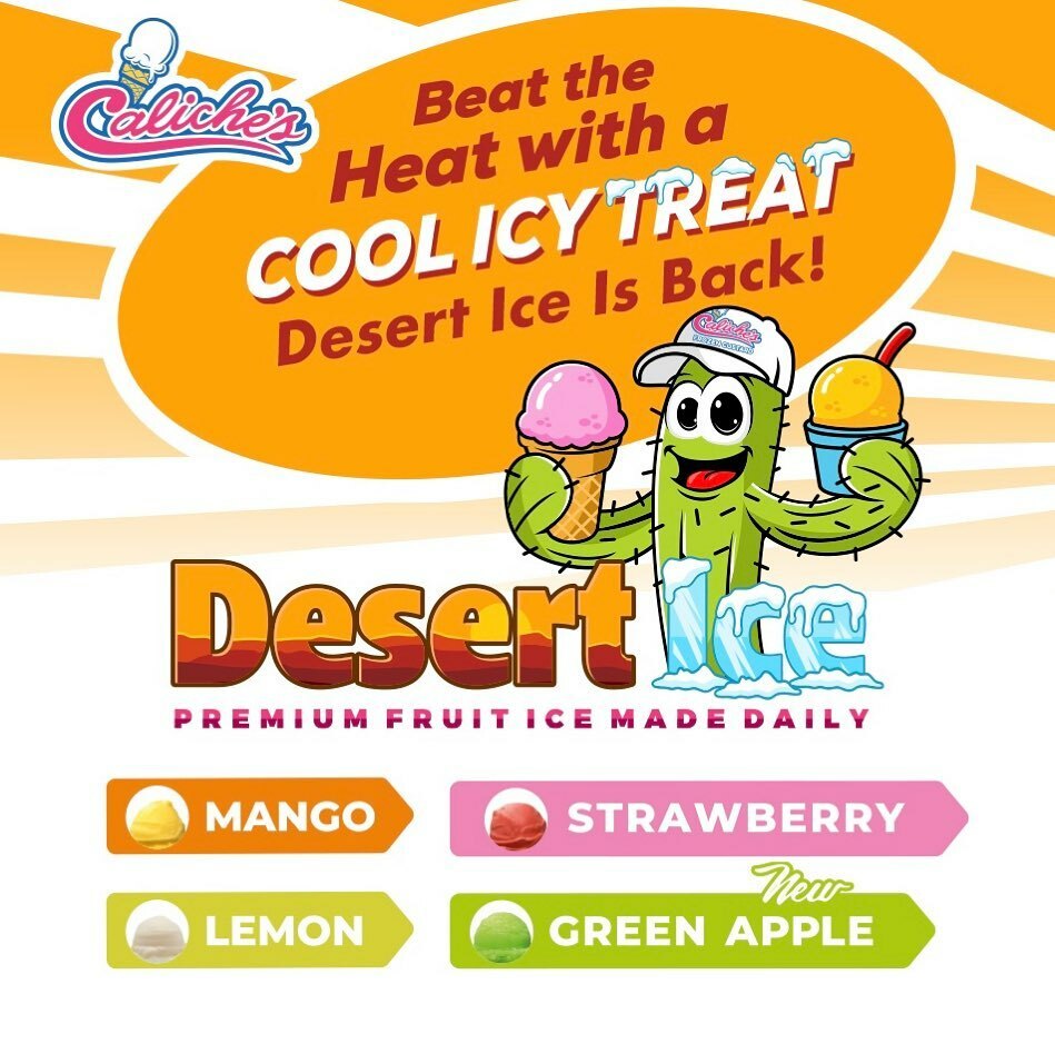 Starting today, Friday, April 1, all locations will officially be serving Desert Ice! Stop by today and try one or all of our delicious four flavors! Desert Ice is the coolest Dessert in the desert! 🧊🍦🌵 . . . #Caliches #LasCruces #Alamo #DesertIce #FrozenCustard #NewMexico #…