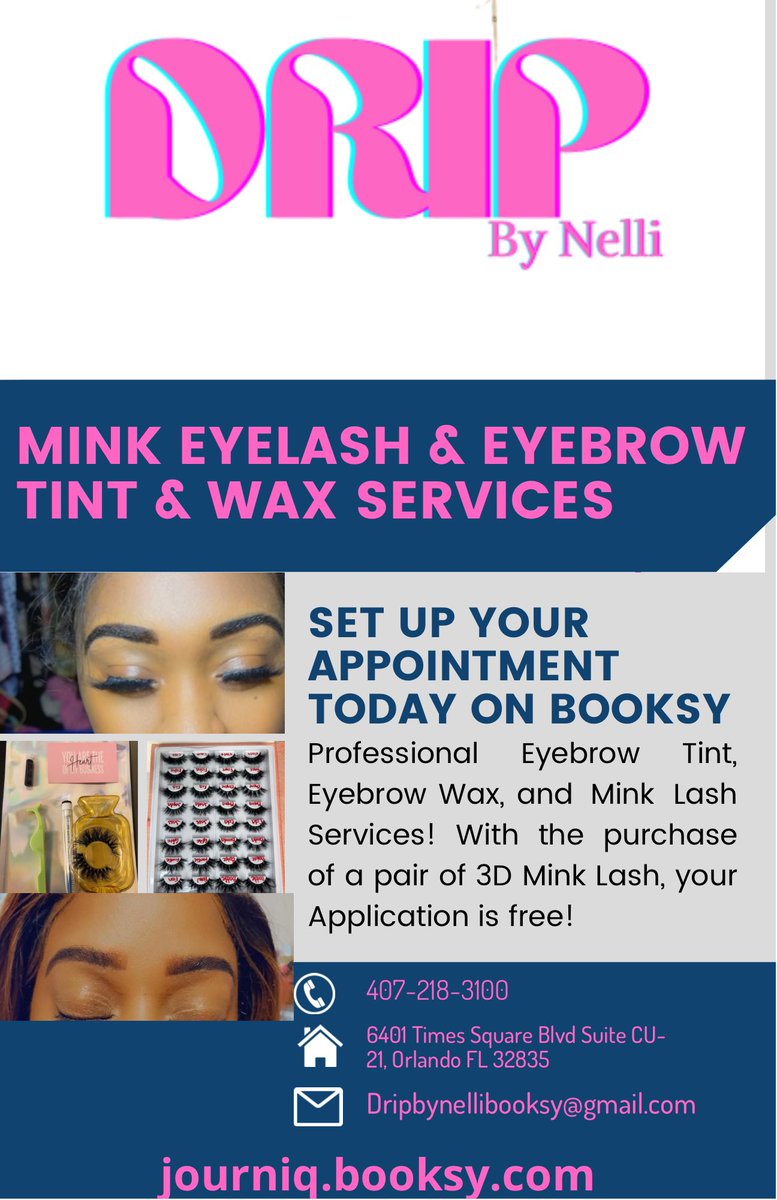 DripNelli's tweet photo. Book your services today in Booksy!!! Download Booksy, put in url on flyer and go under “Drip By NELLI” to book your services! 😍😘 #explore #viral #eyelashextensions #eyebrows #orlando #florida #eyebrowshaping #eyebrowtinting #minklashes #minkeyelashes https://t.co/oIBDxeab2Z