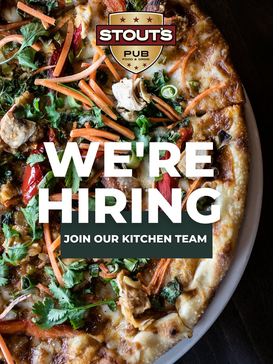Stout's Pub is looking for an enthusiastic and organized cook to join our kitchen team! 

Evening and Daytime Hours Available. Apply online at  stoutspub.com/employment  👏🏼