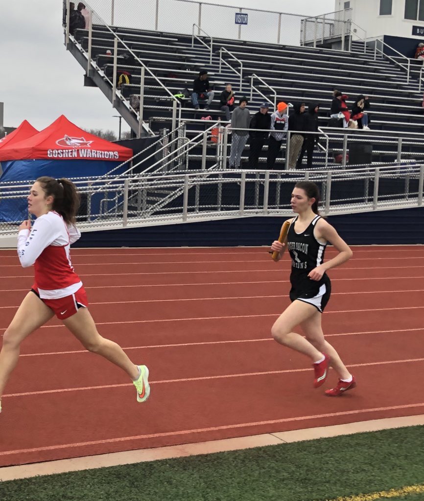 RBTrackField's tweet photo. Morgan Wagner ‘23 competing in the 4x800M relay. First time competitor in that event and the open 800M. Placed 4th overall!  Way to compete! #HailSpartans https://t.co/qEE9OmREsg