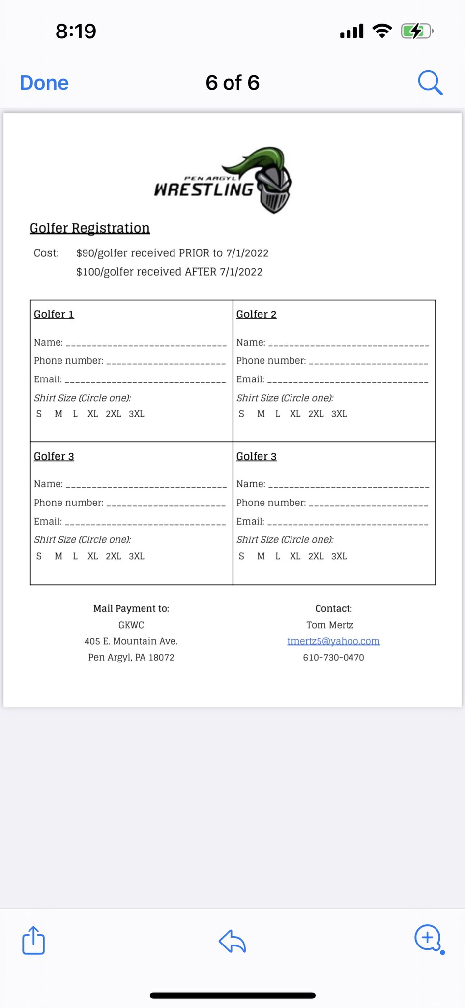 Pen Argyl Wrestling on Twitter "First annual Pen Argyl wrestling golf