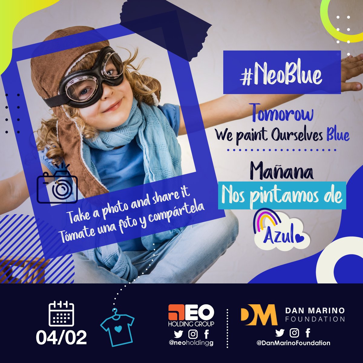 NeoHoldingG's tweet photo. Tomorrow we paint ourselves blue 💙 
April is autism awareness month, let support the whole community. How will we do it? Upload a photo with a blue garment and use the hashtags #NeoBlue and #autismawareness.

Inclusion, tolerance and respect 💙

#autism #autismspeak https://t.co/ekdvE0bStP