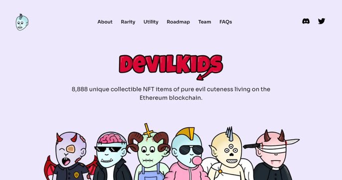Our website is already alive 🎉
👉devilkids.com 😈

Do you like? ☺️
#NFTs #NFTCommunity #Ethereum