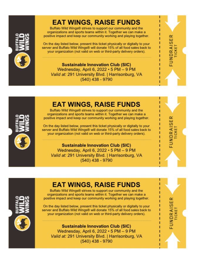 tridentwindco's tweet photo. Don forget our fundraiser night is this Wednesday, April 6th at Buffalo Wild Wings !!!! Here’s the address:
291 University Blvd
Unit A
Harrisonburg, VA  22801
United States
Just show them a ticket from your phone; you can screen shot here!!#CollegiateWind https://t.co/x4HSCmSa76