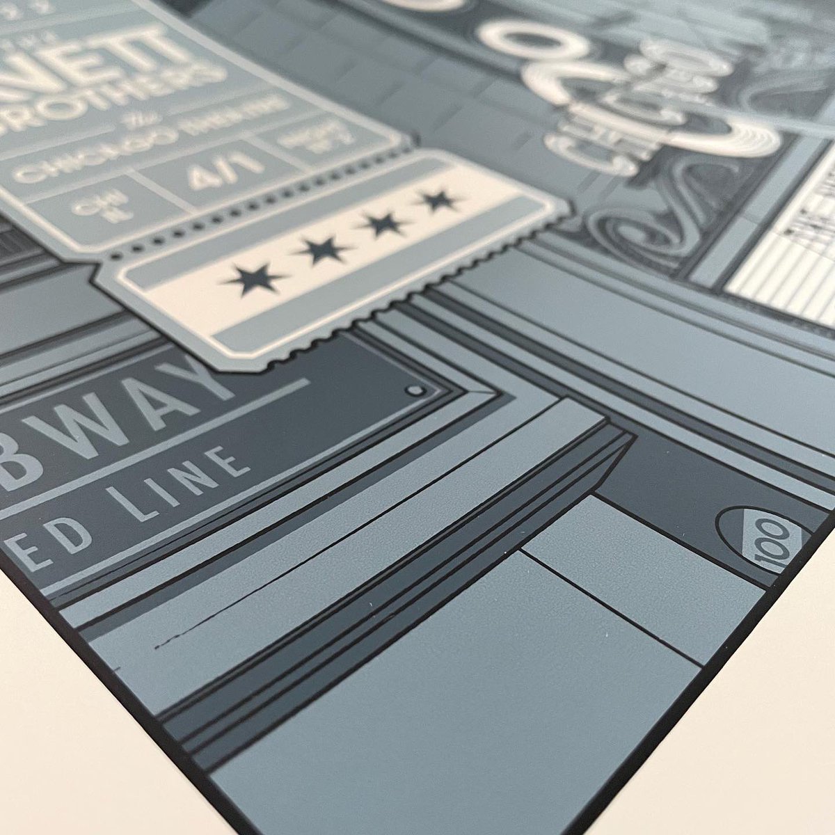 We did it! 100 Gig Posters!!! By our count we’ll hit the century mark with tonight’s #AvettBrosChi poster. Did you spy the little “100 sticker” on the subway entrance?