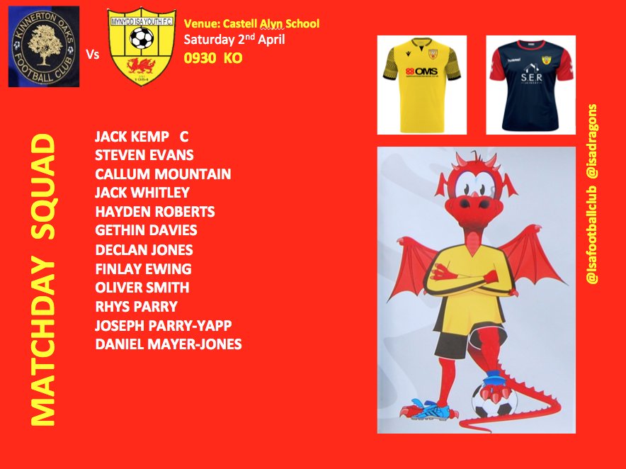 IsaDragons's tweet photo. Kinnerton Oaks v  Mynydd Isa
@Isafootballclub
@MynyddIsaFC

📅 02/04/22
🏆 @FlintshireJnrFL
🆚 @KinnertonOaksFC
🏟️  Castell Alyn High School
🕑 Ko 0930 https://t.co/1TX4Zj9nO5