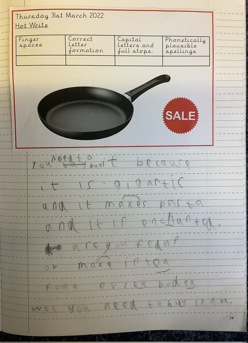 DeltaStrand's tweet photo. The Yr1 children went upstairs to see Yr 5/6, they shared their ideas on a new invention they had written about. It was lovely to hear Yr1 promoting their magic pan and enticing the older children to buy it! @DeltaStrand @Talk4Writing #DeltaStrandWriting @PieCorbett #LoveToRead https://t.co/3DXWQjh5IY