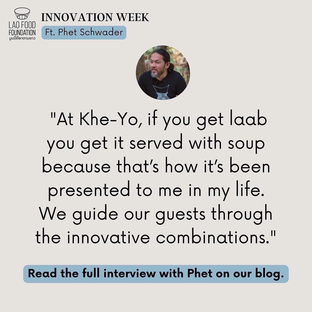 It’s Innovation Week and we are featuring the leaders of #laofood innovation! Today: Phet Schwader laofood.org/blog/innovatio…
