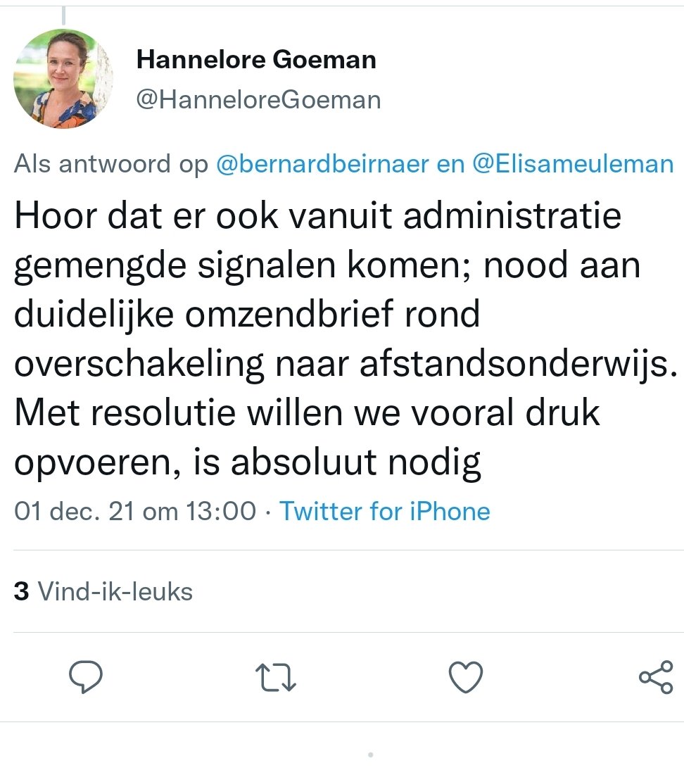 Luchtbakker's tweet photo. De volksvertegenwoordiger die al twee jaar aan het roepen is voor afstandsonderwijs stelt nu vast dat er drama´s gebeuren in het onderwijs.

Want ja, leren lassen of mensen verzorgen vanop afstand is geen probleem in de wereld van @HanneloreGoeman. https://t.co/tCqnfBm8Mu