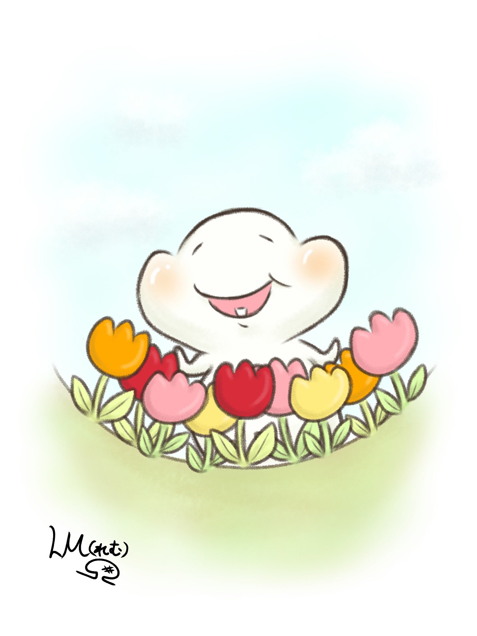 تويتر Lm れむ Nft 絵本 على تويتر 22 4 4 おうちの近くの原っぱ 綺麗な色がたくさんあって 近づいたらね チューリップさんがたくさん咲いてたの おもちの日々 おもちのお庭 チューリップ ゆるいイラスト ゆるキャラ まったり イラスト王国