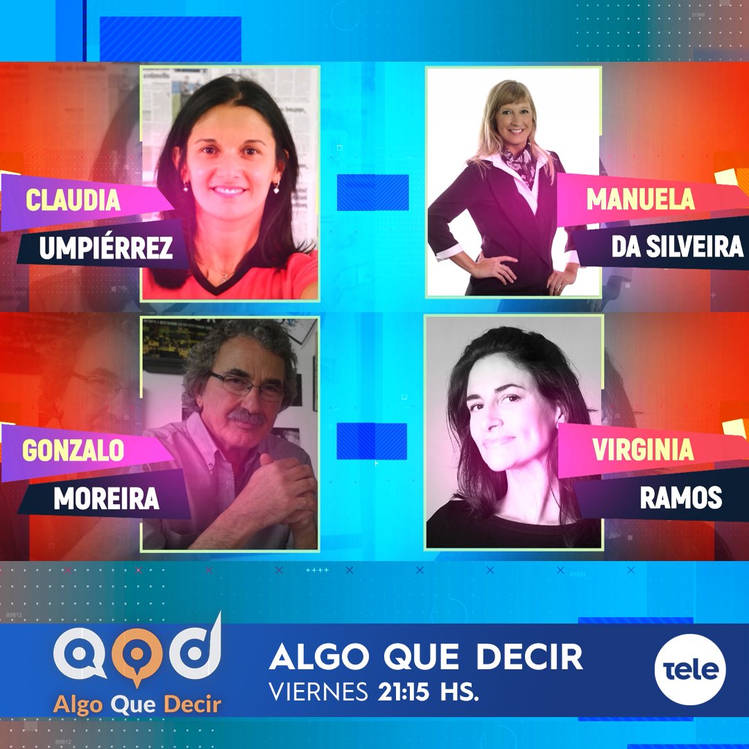 Este viernes nuestros invitados tienen #AlgoQueDecir 📺💥 

Por  <a href="/teledoce/">𝗧𝗲𝗹𝗲𝗱𝗼𝗰𝗲 📺</a> nos vemos con: 

➡ <a href="/manudasil/">Manu da Silveira</a>
➡ Claudia Umpiérrez
➡ <a href="/lolibehetti/">Virginia Ramos</a>
➡ Gonzalo Moreira