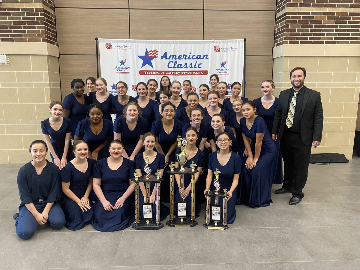 LakeChoir's tweet photo. We had a wonderful time at @AMC_tours Bayou City Classic today! All choirs earned first divisions and Outstanding Performer trophies, and our NV Treble Choir got Best in Class! #premierishere #ro4r https://t.co/fnC1BXRbdu