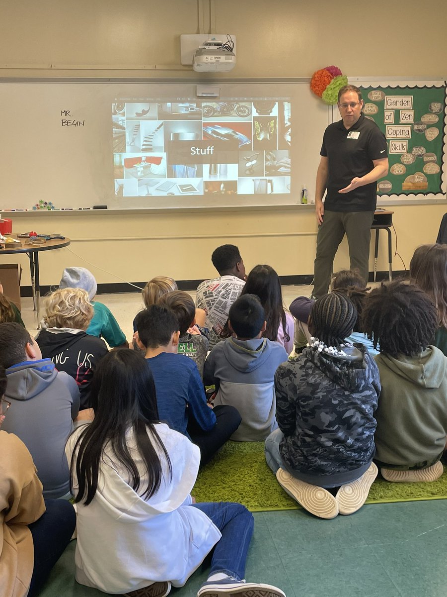 liggett_5's tweet photo. Who knew Industrial Design could be so fascinating! The kids could have asked questions for another few hours with Mr. Begin! #rnegreatthings https://t.co/IdFzomjlBm