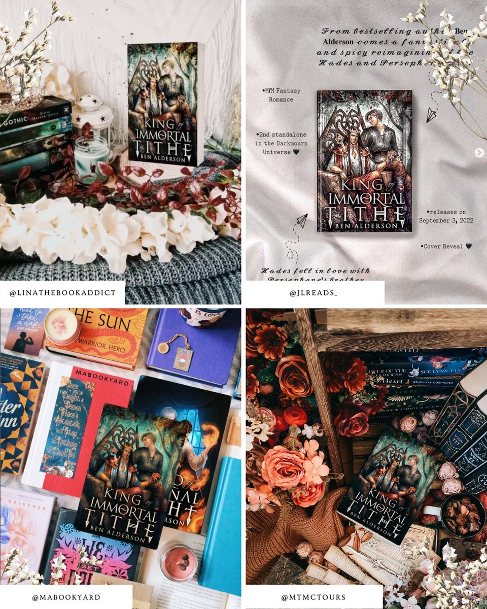 mtmctours's tweet photo. Huge thanks to our lovely hosts for all the beautiful cover reveal photos for King of Immortal Tithe by @BenAldersonBook! Head over to our instagram hashtag to read more about the book 🍃 https://t.co/qqClx27gfG
Out on September 3rd, 2022! https://t.co/NZn1K5gW9R