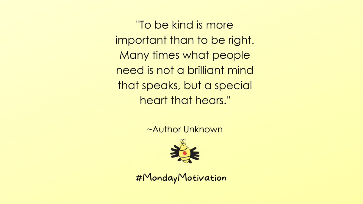 BumbleBeefound's tweet photo. Our days can be filled with so much chatter. It's not the words you say, but the time you listen that sometimes means more. ๐ ๐#BBFkiddos
#pediatriccancer ๐
#MondayMotivation https://t.co/CVcWmKXwim