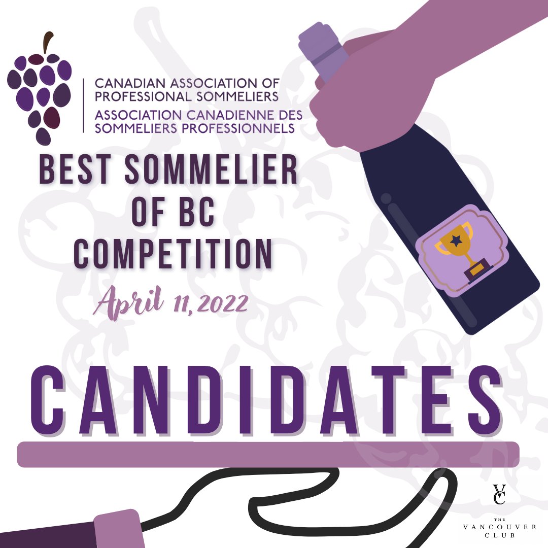 CAPS_BC's tweet photo. Presenting the 2022 CAPS Best Sommelier of BC Competition
C A N D I D A T E S!
https://t.co/34UrGemWP8 https://t.co/HXApYnXWCb