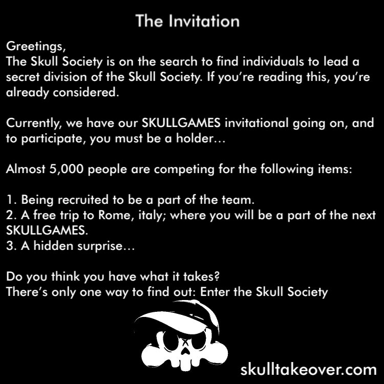 The INVITATION 📝 

Do you have what it takes? 

#SKULLGAMES ☠️