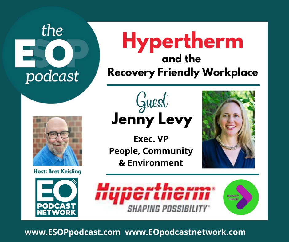 ESOPPodcast's tweet photo. #EsOp Mini-cast 179: @EO_Bret is joined by Jenny Levy @Hypertherm, which is a #recoveryfriendly workplace. Jenny describes what it means, how it works, and why it's an important aspect of #Hypertherm's people-driven mission. 

🎧/📖 https://t.co/DImbAnwWfw https://t.co/mAkSTas9GG