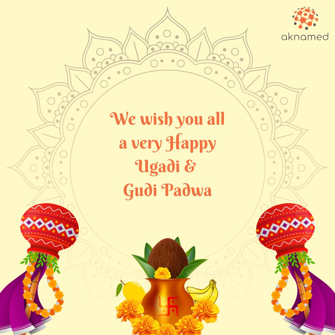 Aknamed_IN's tweet photo. Ugadi and Gudi Padwa greetings to everyone from Aknamed Family!

May this new year bring prosperity and a renewed zest to transform healthcare.

#ugadi #gudipadwa #celebration #newyear #festival https://t.co/13SvINbWpG