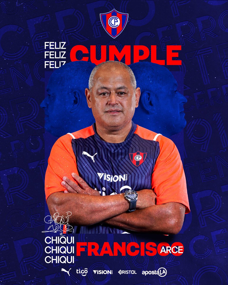 Hoy está de cumpleaños nuestro DT, el Profe Francisco Arce 🎂🥳

¡Emblema del Ciclón, ídolo Azulgrana, campeón como jugador y también como DT! ⚽️🏆

¡Muchas felicidades y que pases un gran día, de parte del gran PUEBLO AZULGRANA! 🫂💙❤️
