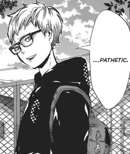 Plus the way these are literally synonyms and yet they just are not the same. Like I love the punch and iconic quality of "pathetic" but the mental image of kid tsukki with his middle schooler vocabulary just going "sooo laaaaame" makes so much sense lol 